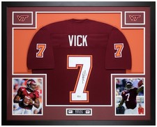 Michael Vick Autographed & Framed Black Virginia Tech Jersey Beckett Certified