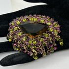 Fab! 1960s Roger Jean-Pierre French Couture Purple Lime Drippy Crystal Brooch — photo 1