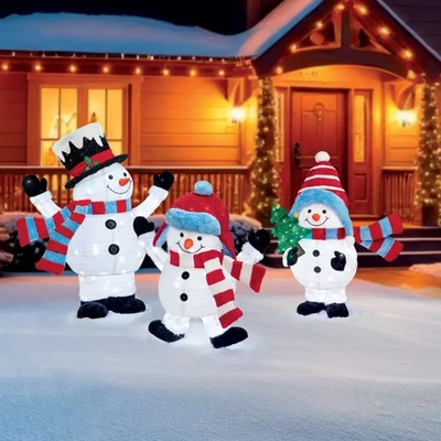 COSTCO 4Ft (1.2M) Snowman Family with LED Lights - Set of 3 - Ref 5696/5698/5702