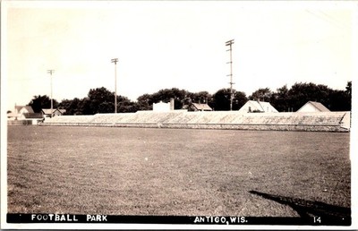 Antigo Wisconsin High School Red Robins Football Field Park RPPC Postcard 33121