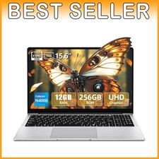 15.6" Win 11 Pro Laptop, Celeron N4000, 12GB RAM, 256GB SSD
