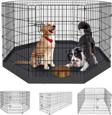Dog Playpen 36" H, 8 Panel 24" W Pen with Octagonal Bottom Pad