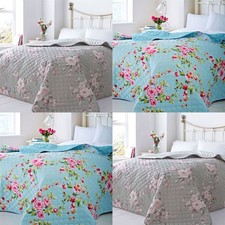Catherine Lansfield Canterbury Floral Reversible Quilted Bedspread, 240 x 260 Cm
