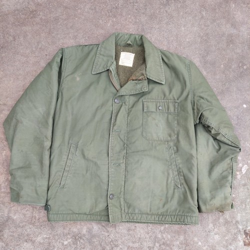 Vintage US Navy A-2 Deck Jacke Herren Größe L Cold Weather Wolle 70er 80er - Bild 1 von 17