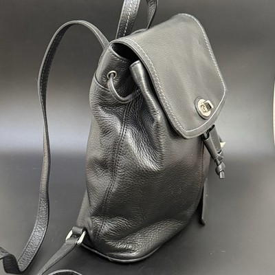 COACH F24385 Black Pebbled Leather Drawstring Park Turnlock