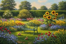 Coloful Flowers Garden Painting Wall Art Print Printed On Canvas Artprint