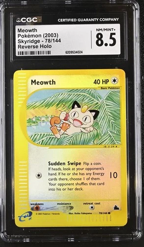 Pokemon Meowth Skyridge 78/144 Reverse Holo CGC 8.5