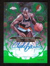 2025-26 Topps Chrome Clyde Drexler Chromographs Style Green Refractor Auto 70/99