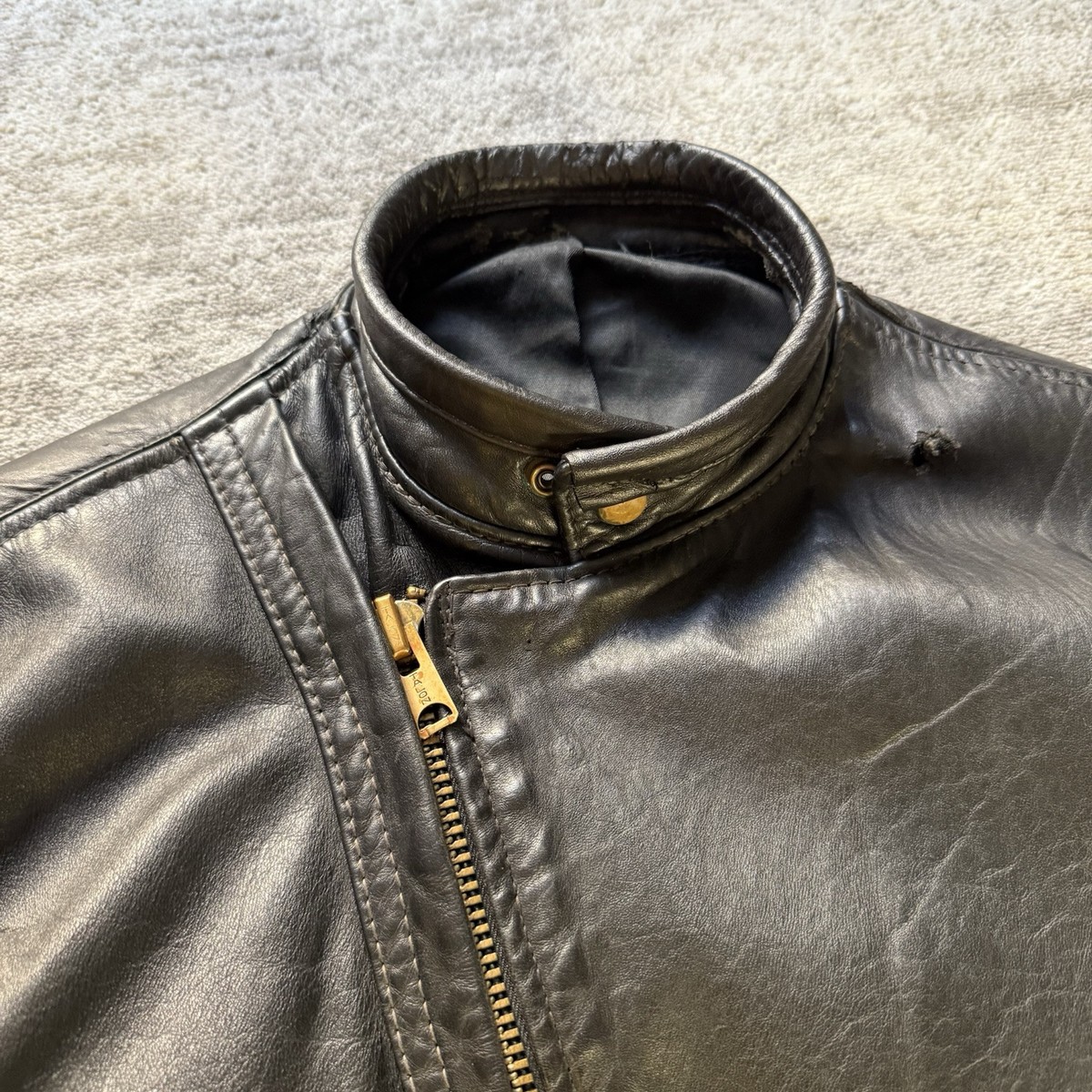 Vintage 1970's Langlitz Cascade Asymmetrical Zip Leather Biker