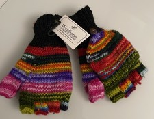 Made In Nepal Wool Gloves Heavyweight Knitted Multicolor Fleece Lined