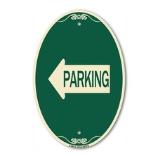 Designer Sign Parking With Left Arrow 12" x 18" Metal Sign