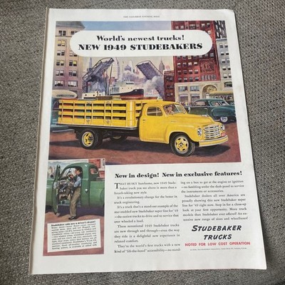 Vintage 1948 Studebaker Truck Print Ad 1949 Model Workshop Office Decor