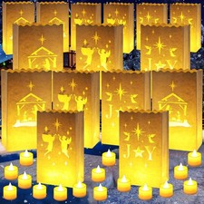 45 Sets Christmas Luminary Bags with Flameless Candles, Flame Resistant Lante...
