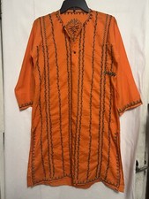 Orange Women Kurti Kurta Ethnic Sz Small Embroidered Tunic Dress Indian 0068