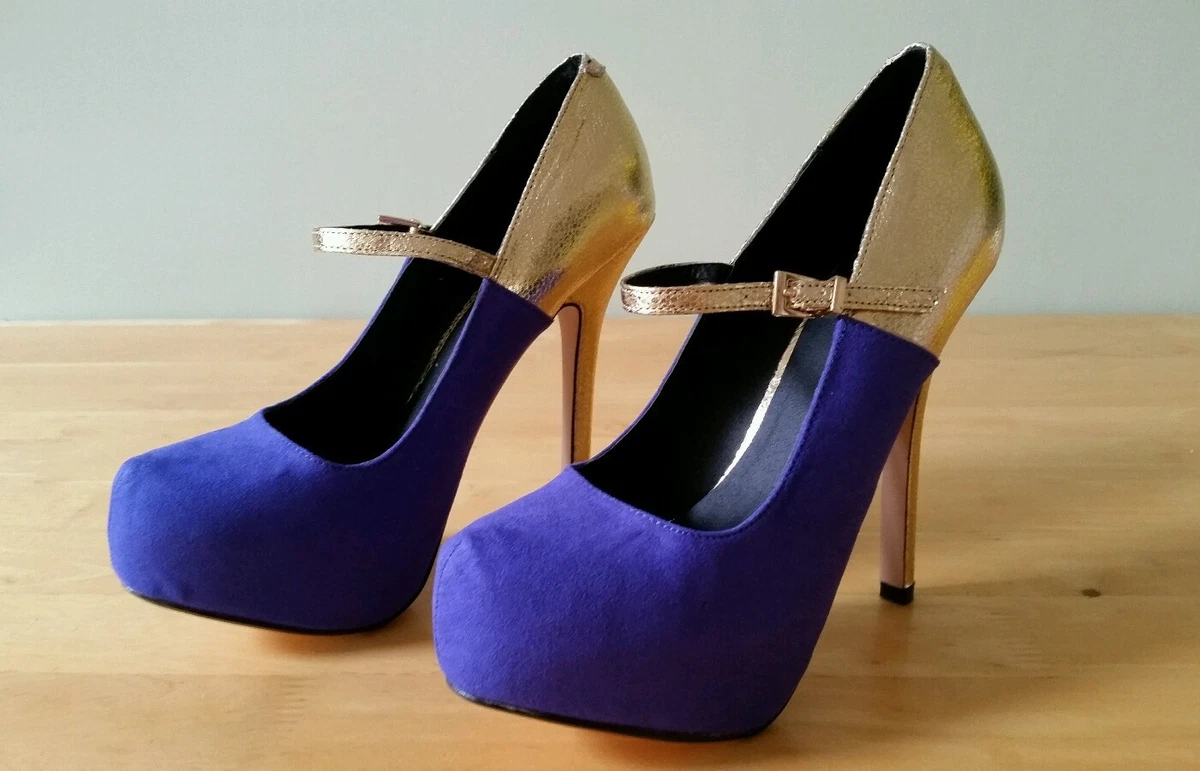 Gold and hotsell navy blue heels