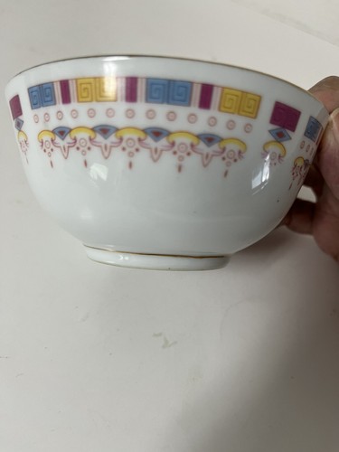 3 China Miso Soup Bowls Children Playing Ping Pong Border Pattern Lucky Boys Tea - Picture 9 of 11