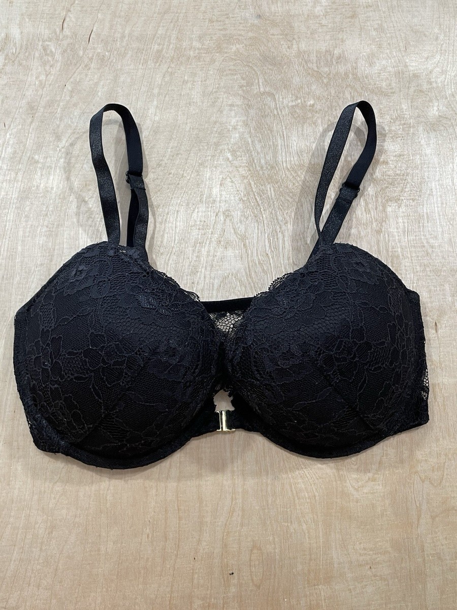 H&M Women's Underwire Push-Up Bra Front Closure Size 34D Black
