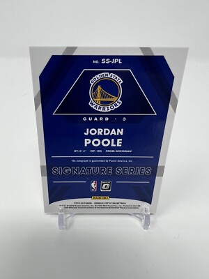 🔥JORDAN POOLE 2019-20 DONRUSS OPTIC SIGNATURE SERIES ROOKIE AUTO