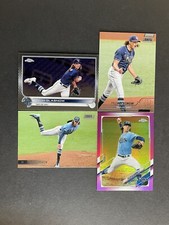 Tyler Glasnow 4-card low '21 Topps Chrome Pink Refractor+mixed base-ships PWE!