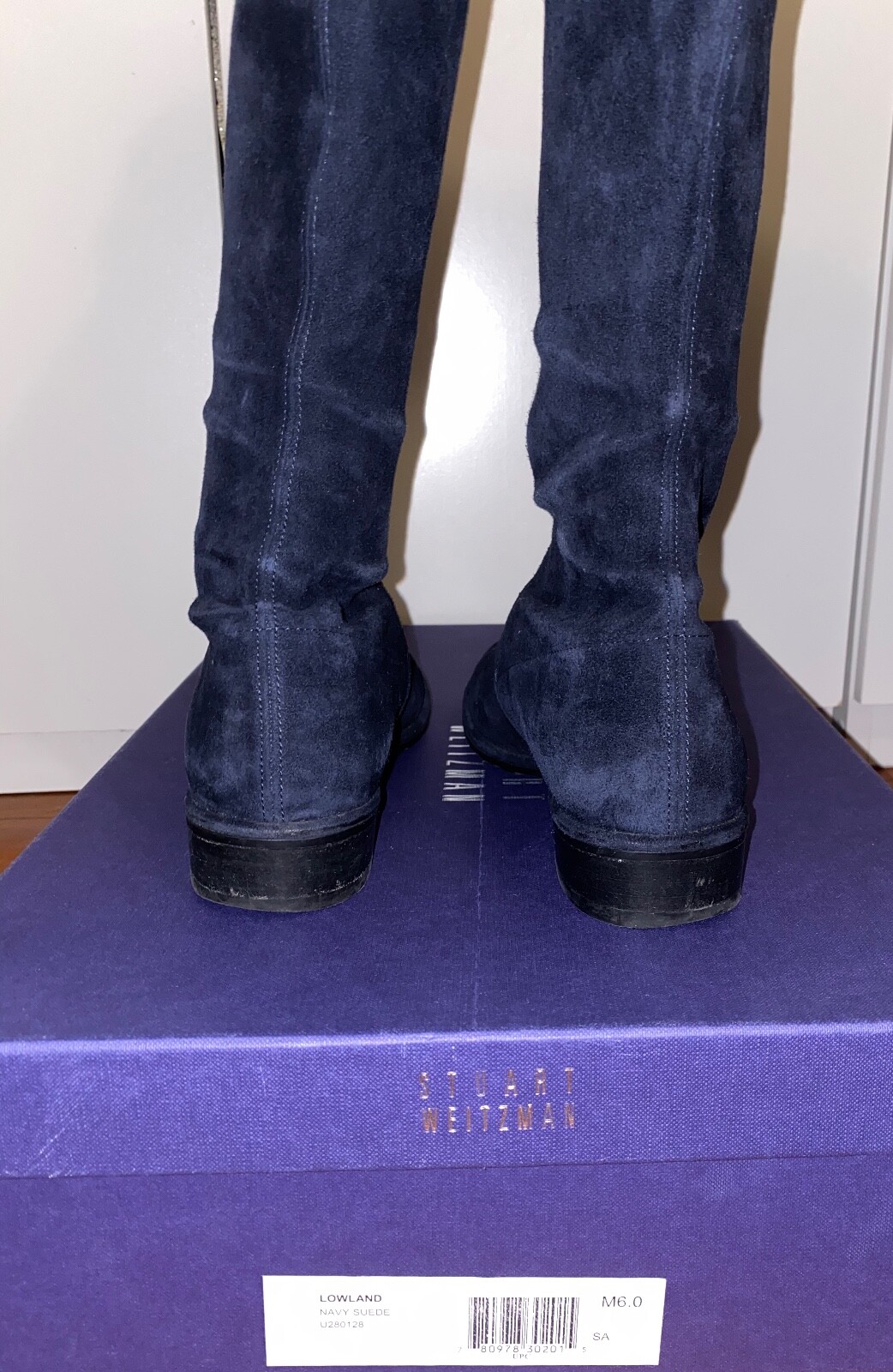 Stuart Weitzman Navy Suede Lowland OTK Boots Women's Size 6 IMMACULATE WITH BOX image 9