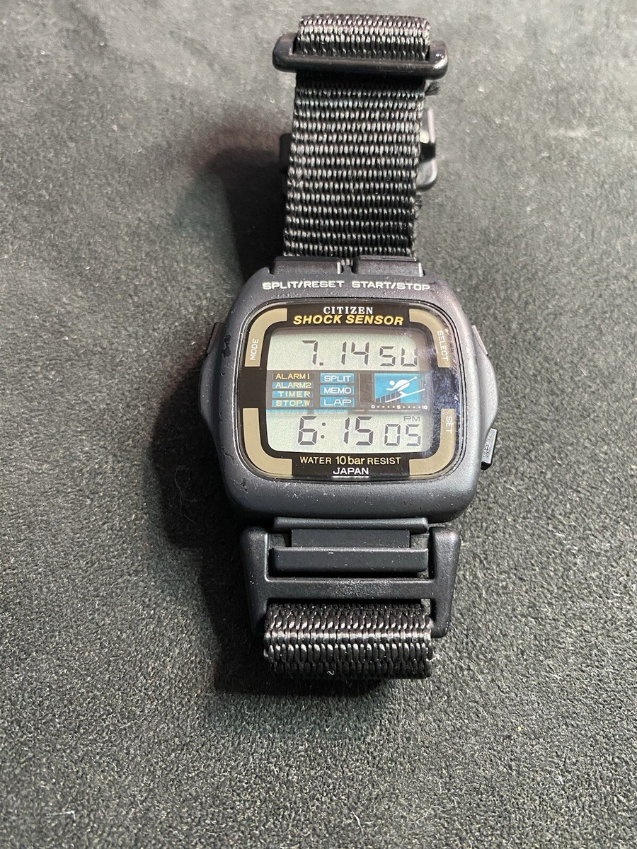 VERY RARE VINTAGE CITIZEN Digital WATCH D131-312945 Shock Sensor