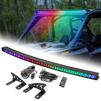 WEISEN Roof 42'' RGBW LED Light Bar Mounts+Plug N Play Wire For Polaris RZR PRO R