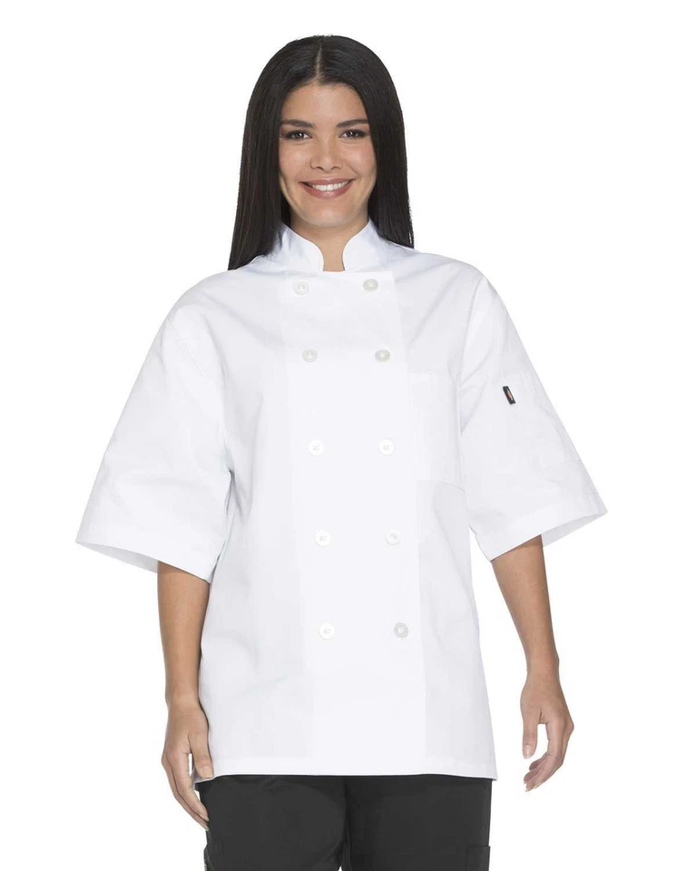 NWT DICKIES CLASSIC 10 BUTTON SHORT SLEEVE CHEF COAT WHITE DC49 - Image 2 of 4