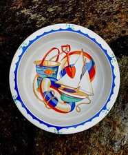 Tiffany  Co. Seashore Child's Rimmed Bowl Dish Nautical Vtg Porcelain