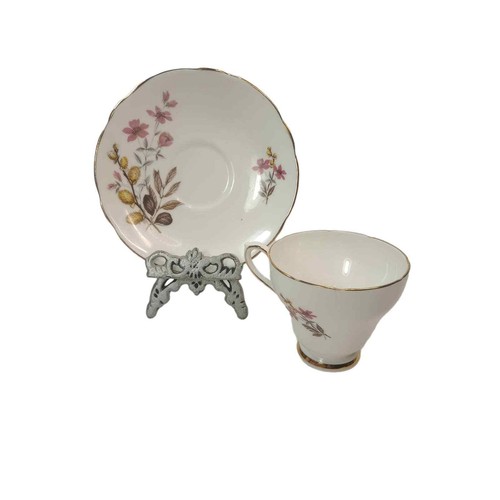 Royal Kendall Bone China Footed Cup and Saucer Flower Gold Accent EUC - Picture 3 of 4