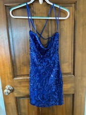 Juniors Windsor Size Small Blue Sequined Formal Dress