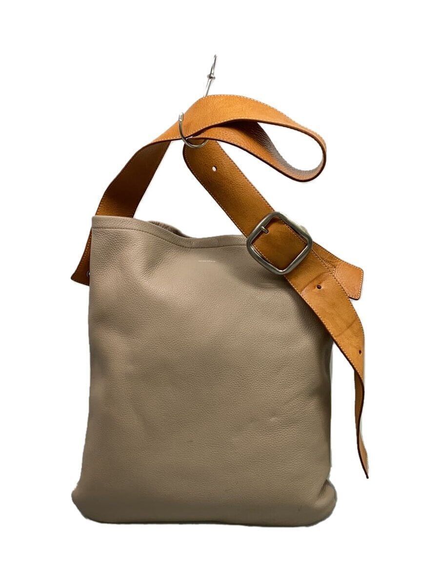 Hender Scheme shoulder bag one side belt leather Beige plain Hender Scheme shoulder bag one side belt leather Beige plain