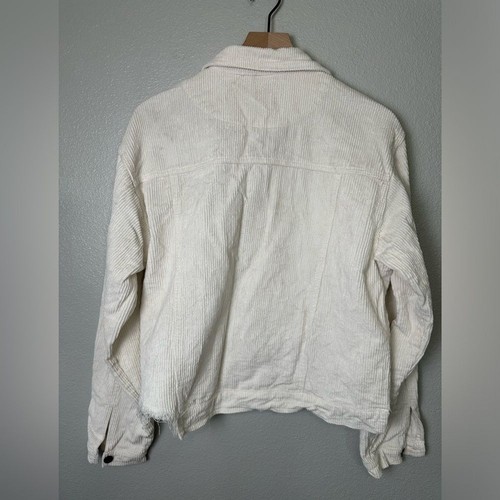 POL Clothing Distressed Corduroy Trucker Jacket Cream Size M - Picture 6 of 10