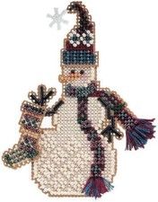 MILL HILL CHARMED ORNAMENT Beaded Cross Stitch Kit STOCKING SNOW CHARMER Snowman
