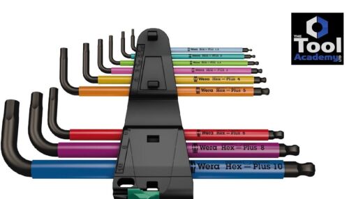 Wera Tools Colour Hex Allen Key Set Extra Long 1.5mm - 10mm Boxed And Clip - Picture 1 of 10