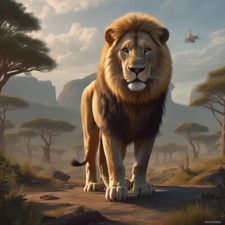 Lion In Africa Art Poster Print 11X11 Animal In Africa Panthera Leo ??