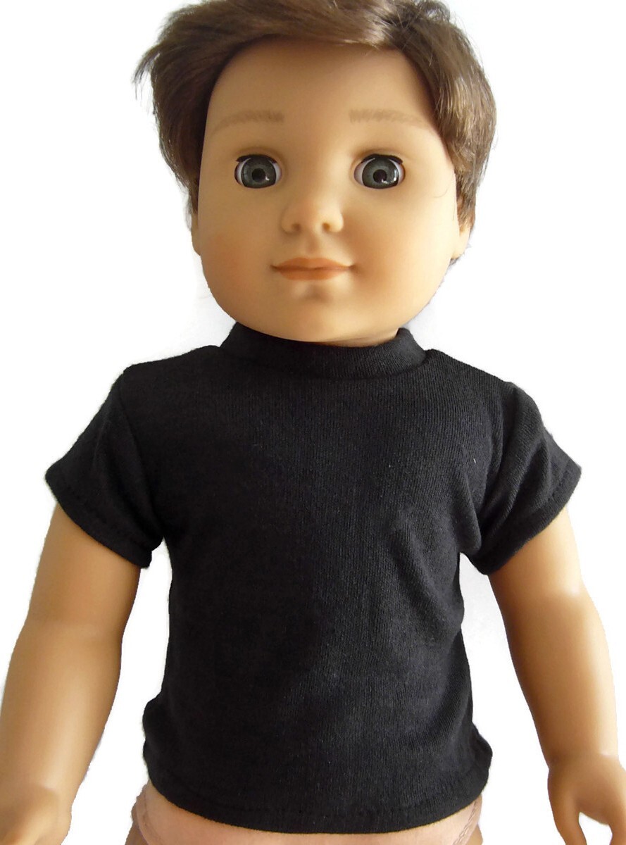 Black T-Shirt compatible with American Doll Boy Logan 18" Doll Clothes