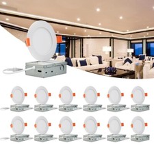 12 Pack 4 Inch 10W 5CCT Ultra-Thin LED Recessed Ceiling Light with Junction Box