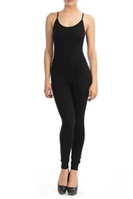 COTTON SPANDEX SPAGHETTI STRAP CATSUIT JUMPSUIT ONE PIECE UNITARD S-3X - USA 