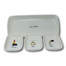 Rae Dunn Ceramic Trinket Tray Glamour Shine Charm Set Makeup Jewelry Dish