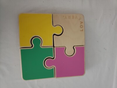 Lovery 4 piece color chunky wooden shapes puzzle Montessori toy 7'' motor skills