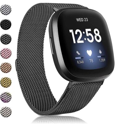Für Fitbit Versa 4/3 Sense 2/1 Milanaise Armband Edelstahl Mesh Loop Ersatz Band