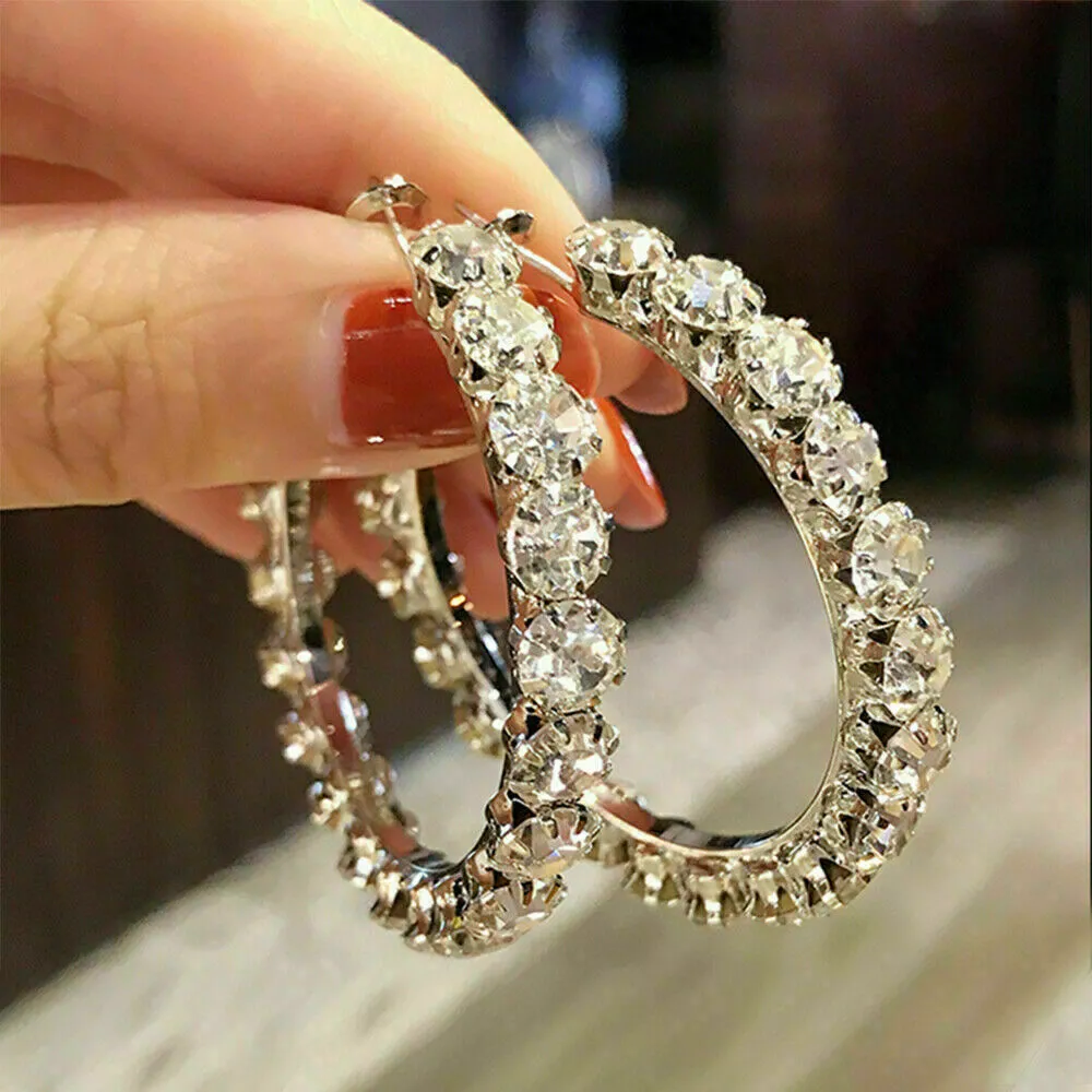Faux diamond shop hoop earrings