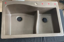 Kraus Kitchen Sink 33” Brown Double Bowl Dual Mount Granite KGD-442BROWN RM5