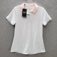 Under Armour Women Activewear Top Small White Iso-Chill Polo Shirt Collar NWT