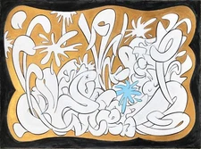 John Dempsey One of a Kind Original Abstract Pop Art Painting "Graffiti Gold"