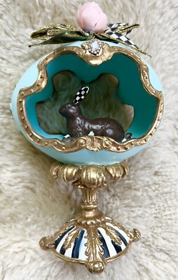 BRAND NEW MACKENZIE CHILDS SWEET SHOP PANORAMIC EGG MACAROON CHOCOLATE BUNNY 10''