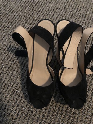 CELINE Shoes, Celine black suede cut out platform wedge ankle cuff