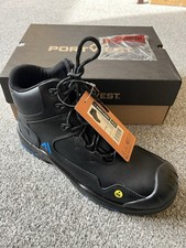 Image of Portwest Safety Boot FC18 S3S Leather Mid Uk 8 Black Blue New In Box