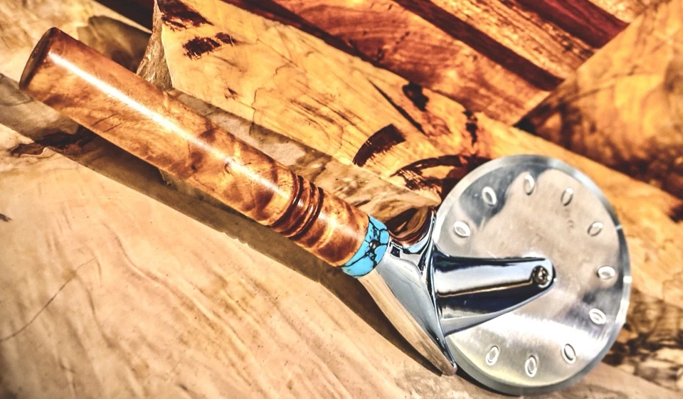 Pizza Cutter, Custom Made, Rosewood, Turquoise, Custom, Handmade, Pizza Peel - Image 4 of 4