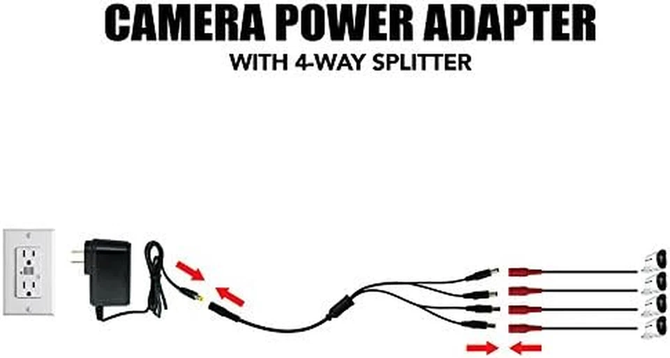 Adaptador de cámara Night Owl Security SPF-CAMP-2A con divisor de alimentación de 4 vías, negro Foto 4 de 4